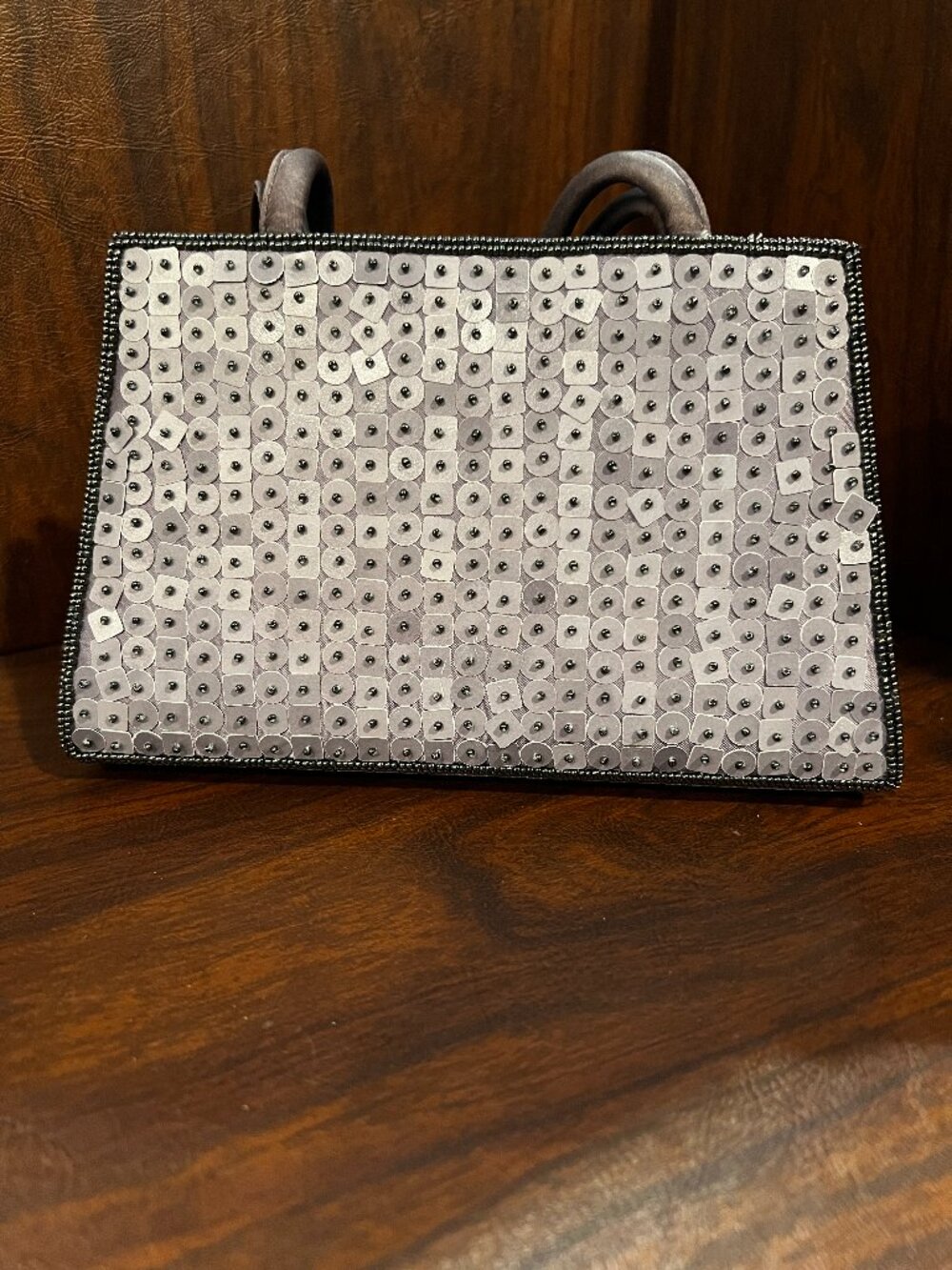 Kenneth Cole Reaction gray sequin and beaded mini purse